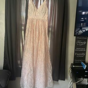 Prom dress, pink with fancy sparkles, size 7.